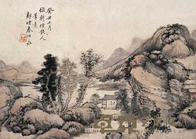 秦祖永 草堂读书图 轴 21×30cm